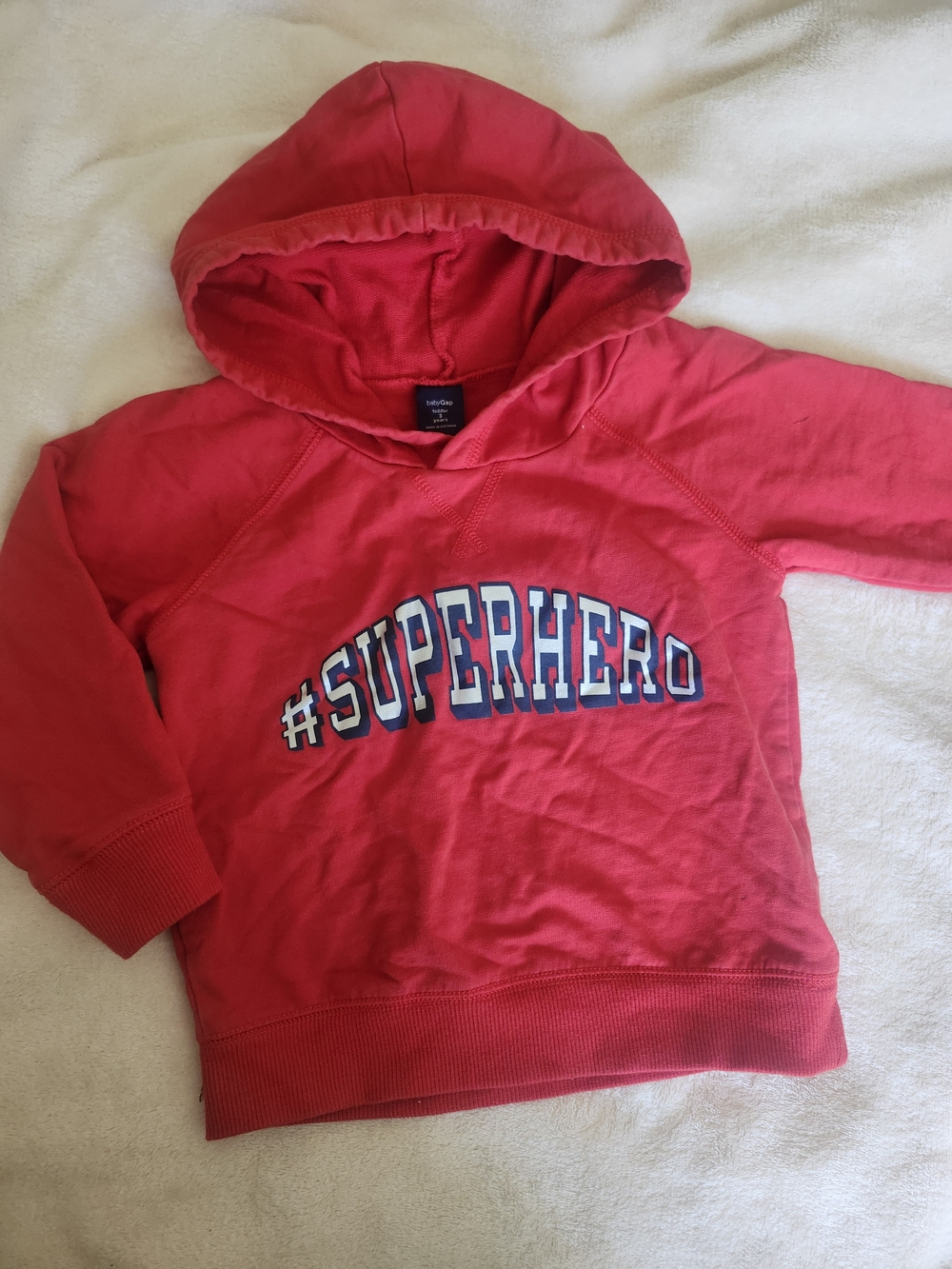 GAP Red Hooded Sweatshirt with #SUPERHERO Graphic